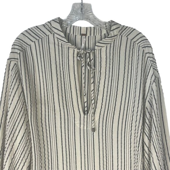 Free People Womens Shirt Tunic Cream Gray Boho Size XS - Picture 4 of 8